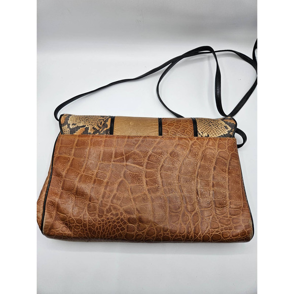 Vintage Sharif Animal Print Leather Crossbody Purse Clutch with‎ Strap Snakeskin - Picture 6 of 12